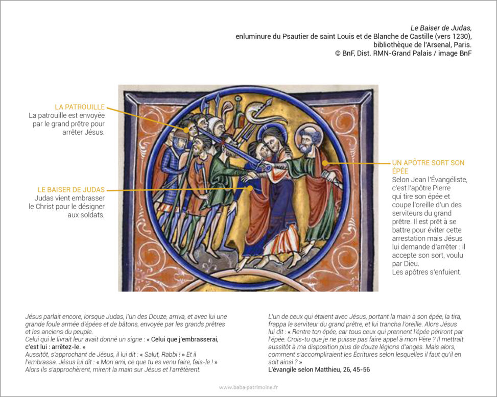 Analyse de l'enluminure Le baiser de Judas.